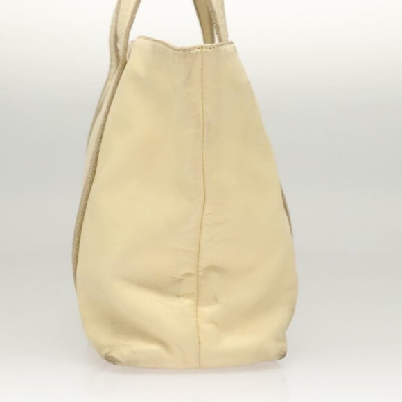 PRADA Hand Bag Leather Cream Silver Auth - Picture 4 of 16
